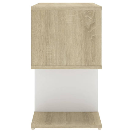 vidaXL Bedside Cabinet White and Sonoma Oak 50x30x51.5 cm Chipboard