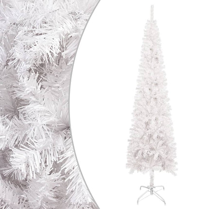 vidaXL Slim Christmas Tree with LEDs&Ball Set White 210 cm