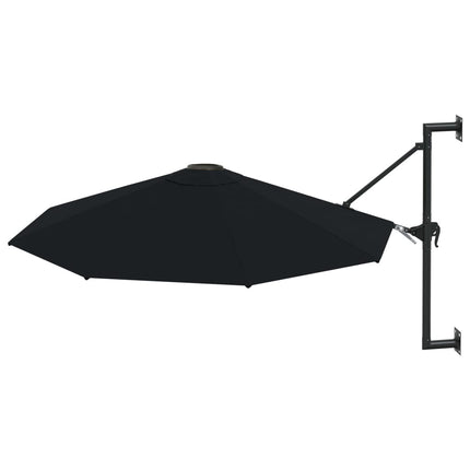 vidaXL Wall-Mounted Parasol with Metal Pole 300 cm Black