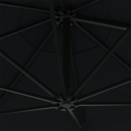 vidaXL Wall-Mounted Parasol with Metal Pole 300 cm Black