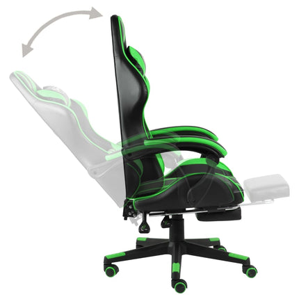 vidaXL Racing Chair with Footrest Black and Green Faux Leather