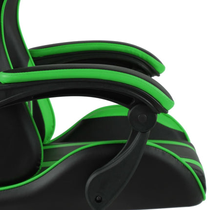 vidaXL Racing Chair with Footrest Black and Green Faux Leather