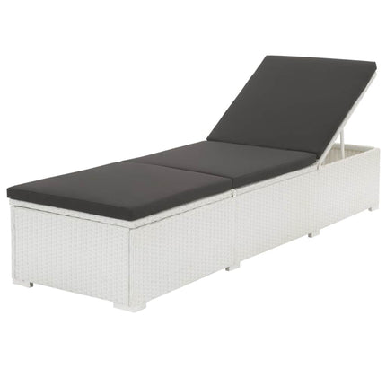 vidaXL Sun Loungers 2 pcs with Table Poly Rattan White