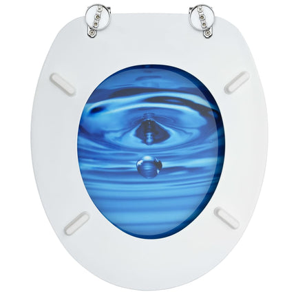 vidaXL WC Toilet Seat with Lid MDF Blue Water Drop Design