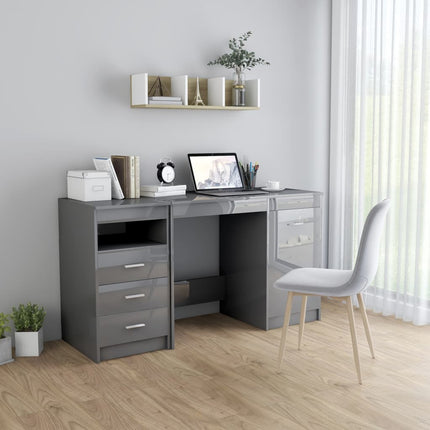 vidaXL Desk High Gloss Grey 140x50x76 cm Chipboard