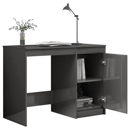 vidaXL Desk High Gloss Grey 140x50x76 cm Chipboard