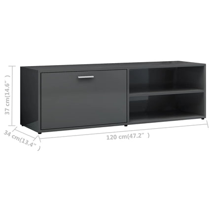vidaXL TV Cabinet High Gloss Grey 120x34x37 cm Chipboard