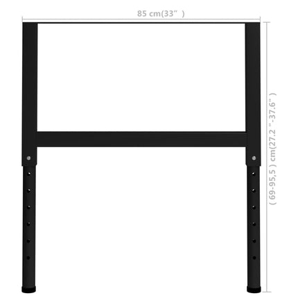 vidaXL Adjustable Work Bench Frames 2 pcs Metal 85x(69-95.5) cm Black