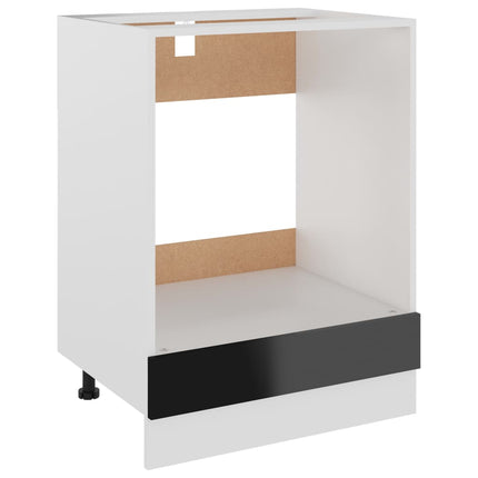 Oven Cabinet High Gloss Black 60x46x81.5 cm Engineered Wood
