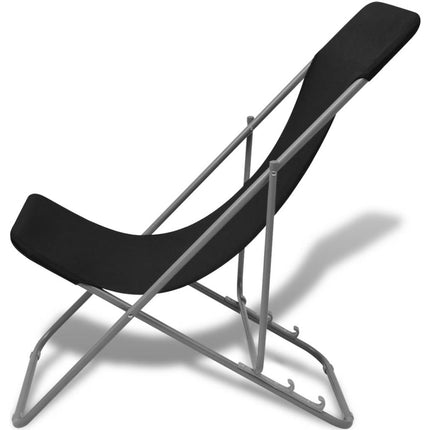 vidaXL Folding Beach Chairs 2 pcs Powder-coated Steel Black