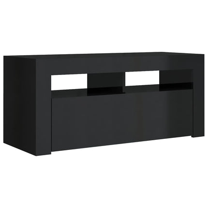 vidaXL TV Cabinet with LED Lights High Gloss Black 90x35x40 cm