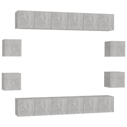 vidaXL 10 Piece TV Cabinet Set Concrete Grey Chipboard