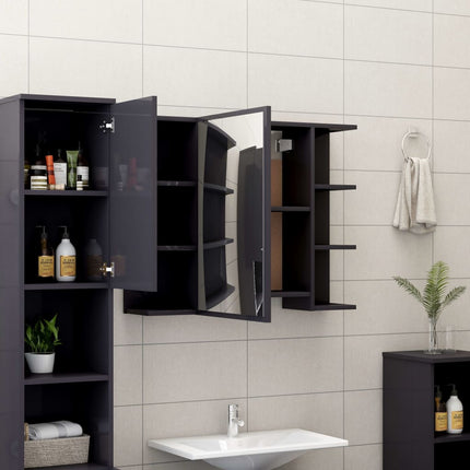vidaXL 3 Piece Bathroom Furniture Set High Gloss Grey Chipboard
