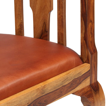 Dining Chairs 6 pcs Real Leather and Solid Sheesham Wood
