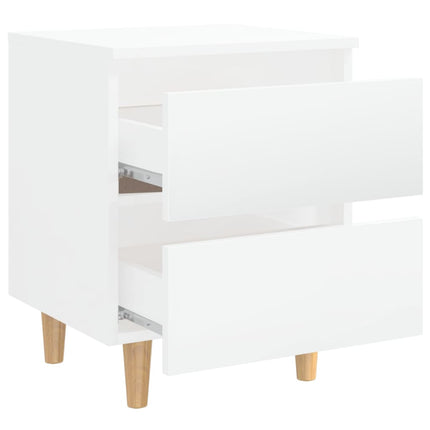 Bed Cabinet High Gloss White 40x35x50 cm Engineered Wood
