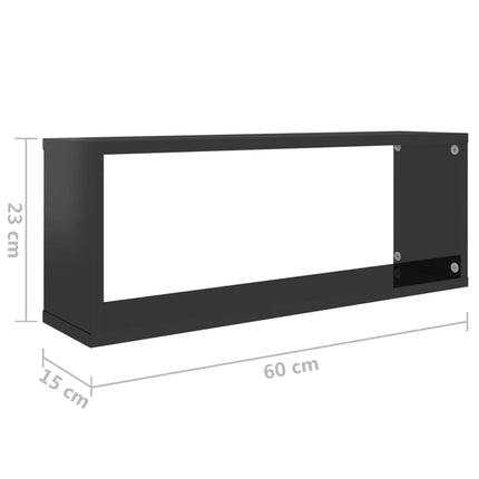 Wall Cube Shelves 6 pcs High Gloss Black 60x15x23 cm Engineered Wood