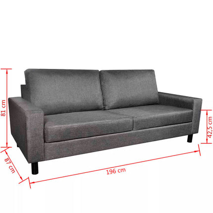 5-Person Sofa Set 2 Pieces Dark Grey Fabric