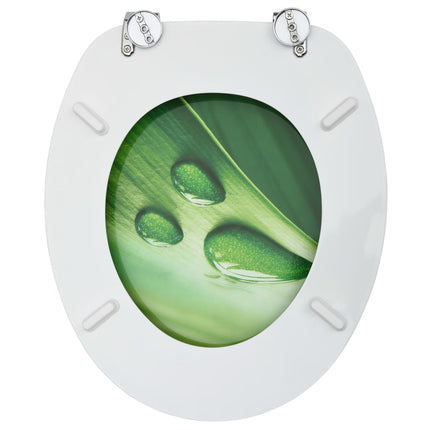 vidaXL WC Toilet Seats with Lid 2 pcs MDF Green Water Drop Design