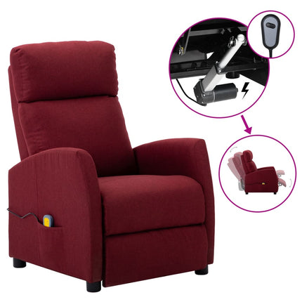 Electric Massage Reclining Chair Wine Red Fabric