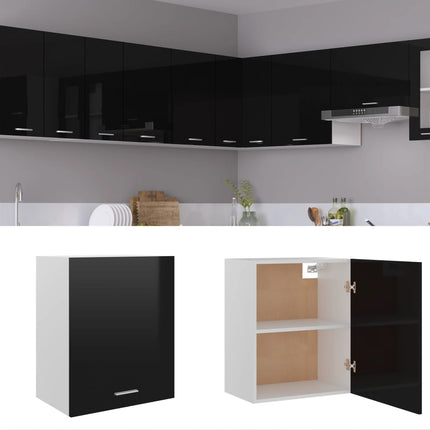 vidaXL Hanging Cabinet High Gloss Black 50x31x60 cm Chipboard