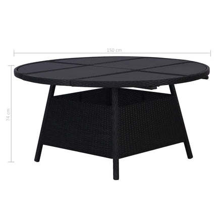 Garden Table Black 150x74 cm Poly Rattan