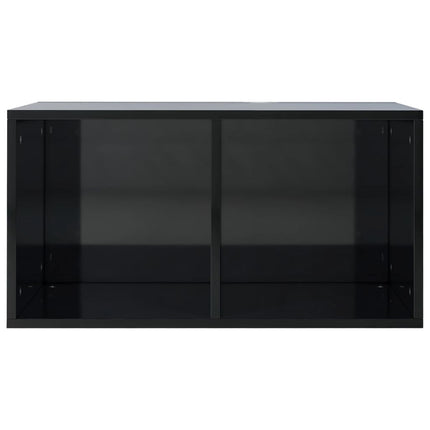 Vinyl Storage Box High Gloss Black 71x34x36 cm Engineered Wood