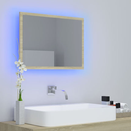 vidaXL LED Bathroom Mirror Sonoma Oak 60x8.5x37 cm Chipboard