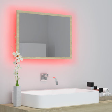 vidaXL LED Bathroom Mirror Sonoma Oak 60x8.5x37 cm Chipboard