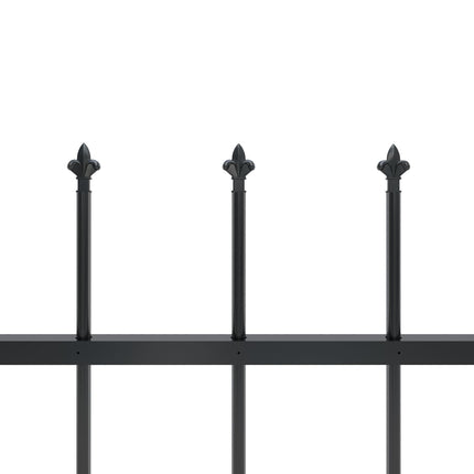 vidaXL Garden Fence with Spear Top Steel 6.8 m Black