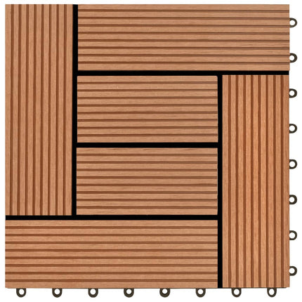 vidaXL Decking Tiles WPC 1 sqm Brown 11 pcs 30 x 30 cm