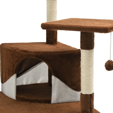 vidaXL Cat Tree with Sisal Scratching Posts 203 cm Brown and White