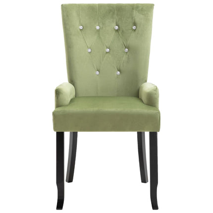 Dining Chair with Armrests 6 pcs Light Green Velvet