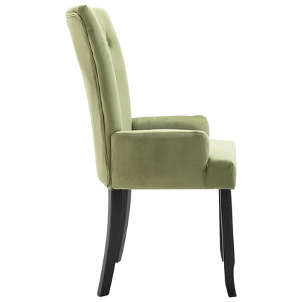 Dining Chair with Armrests 6 pcs Light Green Velvet