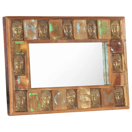 vidaXL Mirror with Buddha Cladding 80x50 cm Solid Reclaimed Wood