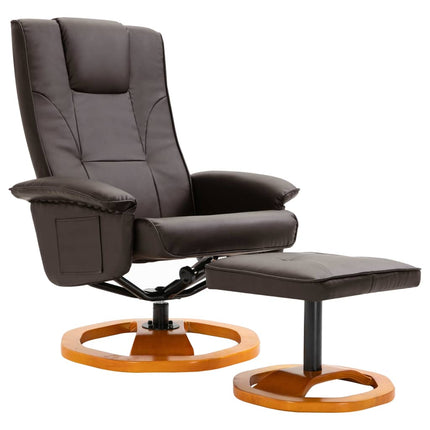 vidaXL Swivel TV Armchair with Foot Stool Brown Faux Leather