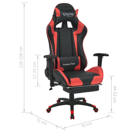 Reclining Office Racing Chair with Footrest Red
