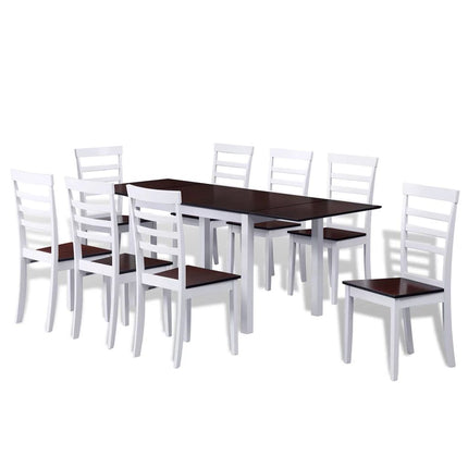 Extending Dining Set 9 Pieces Brown and White