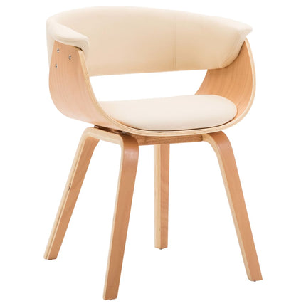 vidaXL Dining Chair Cream Bent Wood and Faux Leather