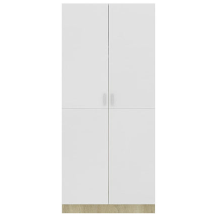 Wardrobe White and Sonoma Oak 80x52x180 cm Engineered Wood