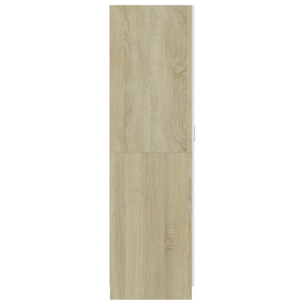 Wardrobe White and Sonoma Oak 80x52x180 cm Engineered Wood