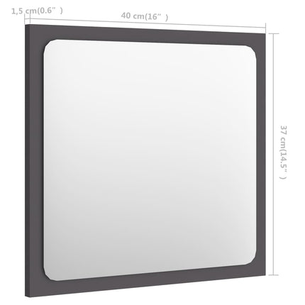 vidaXL Bathroom Mirror Grey 40x1.5x37 cm Chipboard
