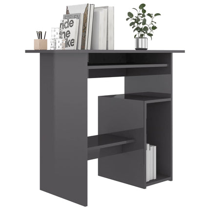 vidaXL Desk High Gloss Grey 80x45x74 cm Chipboard