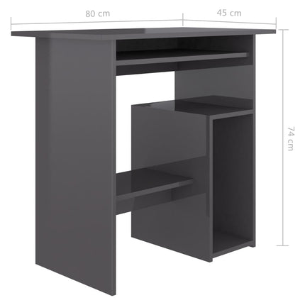 vidaXL Desk High Gloss Grey 80x45x74 cm Chipboard