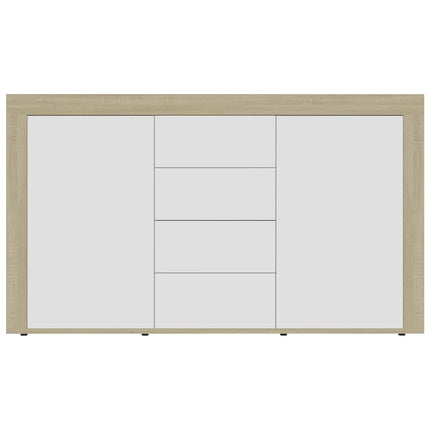 vidaXL Sideboard White and Sonoma Oak 120x36x69 cm Chipboard