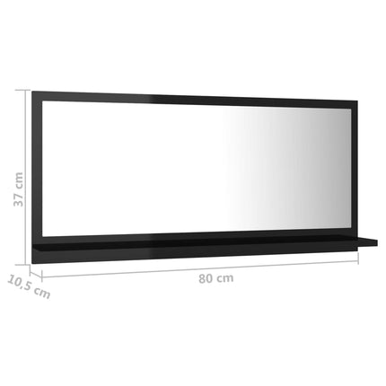 vidaXL Bathroom Mirror High Gloss Black 80x10.5x37cm Chipboard