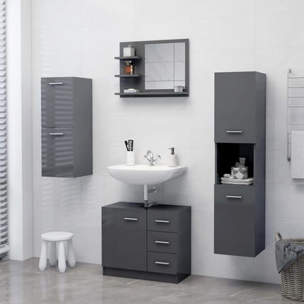 vidaXL Bathroom Mirror High Gloss Grey 60x10.5x45 cm Chipboard