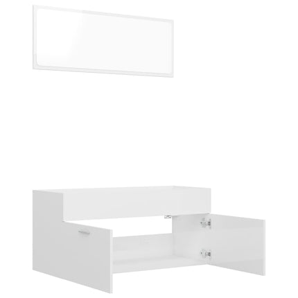 vidaXL 2 Piece Bathroom Furniture Set High Gloss White Chipboard