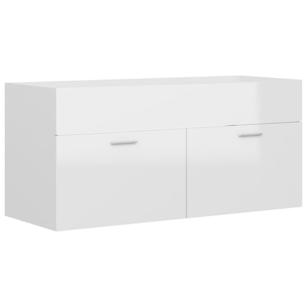 vidaXL 2 Piece Bathroom Furniture Set High Gloss White Chipboard