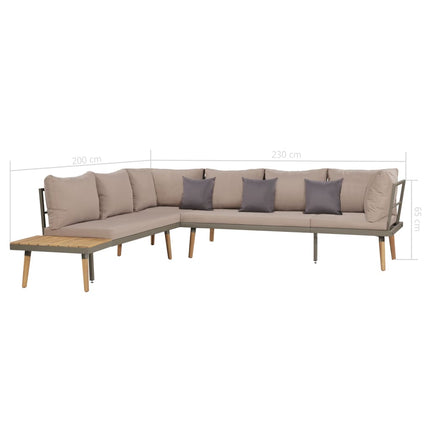 4 Piece Garden Lounge Set with Cushions Solid Acacia Wood Brown