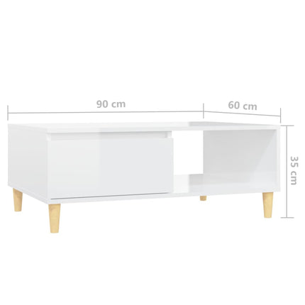 vidaXL Coffee Table High Gloss White 90x60x35 cm Chipboard